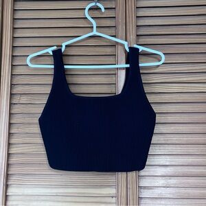 Aritzia Babaton Black Sculpt Knit Square Neck Tank Top Size Medium